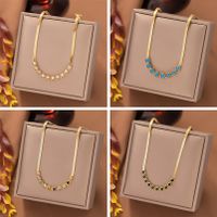 304 Stainless Steel 18K Gold Plated Casual Simple Style Plating Inlay Round Eye Artificial Rhinestones Necklace main image 1