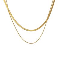 304 Stainless Steel 18K Gold Plated Hip-Hop Retro Plating Solid Color Layered Necklaces main image 2