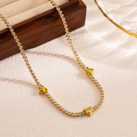 Yakemiyou Elegant Luxurious Square Water Droplets Heart Shape Copper Zircon 14k Gold Plated Pendant Necklace sku image 2