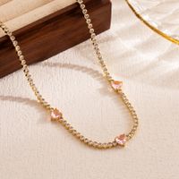 Yakemiyou Elegant Luxurious Square Water Droplets Heart Shape Copper Zircon 14k Gold Plated Pendant Necklace main image 5