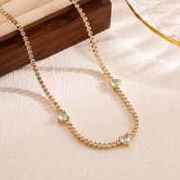 Yakemiyou Elegant Luxurious Square Water Droplets Heart Shape Copper Zircon 14k Gold Plated Pendant Necklace sku image 4
