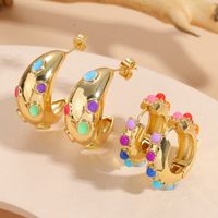 1 Pair Elegant Luxurious Classic Style Geometric Plating Inlay Copper Zircon 14k Gold Plated Ear Studs main image 1