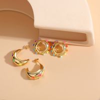1 Pair Elegant Luxurious Classic Style Geometric Plating Inlay Copper Zircon 14k Gold Plated Ear Studs main image 6