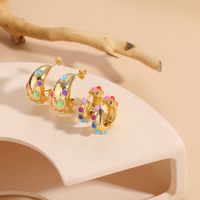 1 Pair Elegant Luxurious Classic Style Geometric Plating Inlay Copper Zircon 14k Gold Plated Ear Studs main image 7