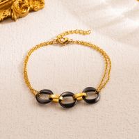 Casual Geometric Stainless Steel Ceramics 18k Gold Plated Bracelets main image 4