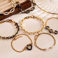 Casual Geometric Stainless Steel Ceramics 18k Gold Plated Bracelets main image 1
