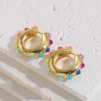 1 Pair Elegant Luxurious Classic Style Geometric Plating Inlay Copper Zircon 14k Gold Plated Ear Studs sku image 1