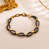 Casual Geometric Stainless Steel Ceramics 18k Gold Plated Bracelets sku image 7