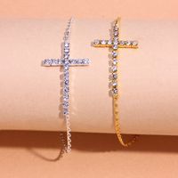 Streetwear Cross Alloy Plating Inlay Artificial Diamond Gold Plated Silver Plated Women's Anklet main image 4