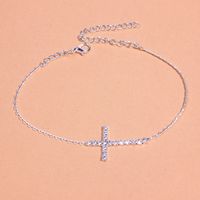 Streetwear Cross Alloy Plating Inlay Artificial Diamond Gold Plated Silver Plated Women's Anklet sku image 1