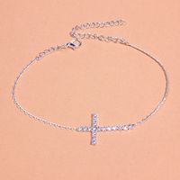 Streetwear Cross Alloy Plating Inlay Artificial Diamond Gold Plated Silver Plated Women's Anklet main image 3