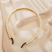 Simple Style Round Baroque Pearls Chain Inlay Pearl Hair Band sku image 1