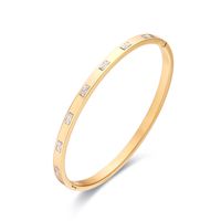 Streetwear Solid Color Stainless Steel Plating Inlay Artificial Gemstones Bangle main image 3