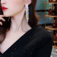 1 Pair Elegant Lady Classic Style Geometric Inlay Alloy Artificial Rhinestones Drop Earrings main image 3