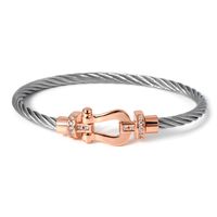 Casual Simple Style Horseshoe Titanium Steel Copper Plating Inlay Zircon Gold Plated Bangle sku image 5