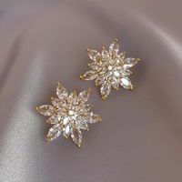 1 Pair Elegant Lady Heart Shape Flower Plating Inlay Alloy Zircon Earrings main image 3