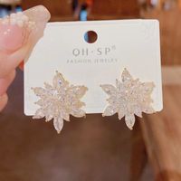 1 Pair Elegant Lady Heart Shape Flower Plating Inlay Alloy Zircon Earrings main image 2