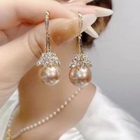 1 Pair Elegant Lady Heart Shape Flower Plating Inlay Alloy Zircon Earrings sku image 16