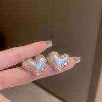 1 Pair Elegant Lady Heart Shape Flower Plating Inlay Alloy Zircon Earrings sku image 3