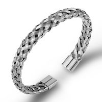 Simple Style Commute Solid Color Twist Titanium Steel Plating Bangle sku image 1