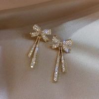 1 Pair Elegant Lady Geometric Bow Knot Plating Inlay Imitation Pearl Alloy Artificial Gemstones Drop Earrings sku image 3
