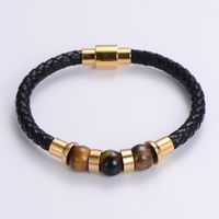 Casual Multicolor Acero Inoxidable Cuero Sintético Piedra Natural Chapados en oro de 18k Sin Incrustaciones Pulsera Pulsera Al Mayoreo sku image 4