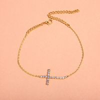 Streetwear Cross Alloy Plating Inlay Artificial Diamond Gold Plated Silver Plated Women's Anklet sku image 1