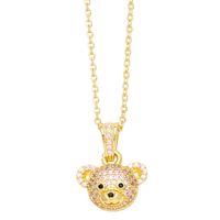 Cute Shiny Little Bear Stainless Steel Copper Plating Inlay Zircon 18k Gold Plated Pendant Necklace main image 7