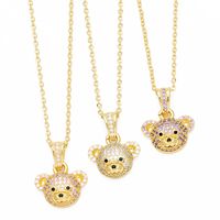 Cute Shiny Little Bear Stainless Steel Copper Plating Inlay Zircon 18k Gold Plated Pendant Necklace main image 1
