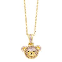 Cute Shiny Little Bear Stainless Steel Copper Plating Inlay Zircon 18k Gold Plated Pendant Necklace main image 4