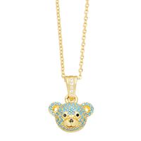 Cute Shiny Little Bear Stainless Steel Copper Plating Inlay Zircon 18k Gold Plated Pendant Necklace main image 6