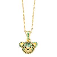 Cute Shiny Little Bear Stainless Steel Copper Plating Inlay Zircon 18k Gold Plated Pendant Necklace main image 5