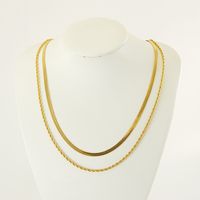304 Stainless Steel 18K Gold Plated Casual Simple Style Layered Plating Solid Color Titanium Steel Layered Necklaces main image 1