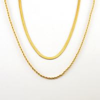 304 Stainless Steel 18K Gold Plated Casual Simple Style Layered Plating Solid Color Titanium Steel Layered Necklaces main image 5