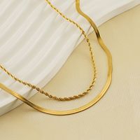 304 Stainless Steel 18K Gold Plated Casual Simple Style Layered Plating Solid Color Titanium Steel Layered Necklaces main image 4