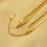 304 Stainless Steel 18K Gold Plated Casual Simple Style Layered Plating Solid Color Titanium Steel Layered Necklaces main image 3