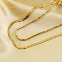304 Stainless Steel 18K Gold Plated Casual Simple Style Layered Plating Solid Color Titanium Steel Layered Necklaces main image 2
