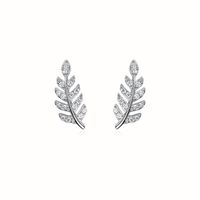 1 Pair Elegant Luxurious Queen Leaf Leaves Plating Inlay Sterling Silver Zircon White Gold Plated Ear Studs main image 2