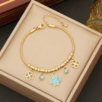 Stainless Steel 18K Gold Plated Elegant Plating Inlay Flower Turquoise Bracelets Earrings Necklace sku image 2