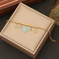 Stainless Steel 18K Gold Plated Elegant Plating Inlay Flower Turquoise Bracelets Earrings Necklace main image 3