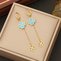 Stainless Steel 18K Gold Plated Elegant Plating Inlay Flower Turquoise Bracelets Earrings Necklace sku image 1
