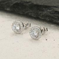 1 Pair Elegant Luxurious Queen Round Plating Inlay Sterling Silver Zircon White Gold Plated Ear Studs main image 5