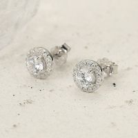1 Pair Elegant Luxurious Queen Round Plating Inlay Sterling Silver Zircon White Gold Plated Ear Studs main image 4