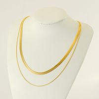 304 Stainless Steel 18K Gold Plated Simple Style Classic Style Layered Plating Solid Color Titanium Steel Layered Necklaces main image 1