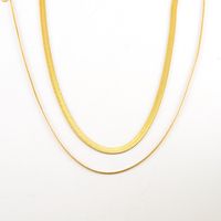 304 Stainless Steel 18K Gold Plated Simple Style Classic Style Layered Plating Solid Color Titanium Steel Layered Necklaces main image 5