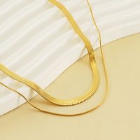 304 Stainless Steel 18K Gold Plated Simple Style Classic Style Layered Plating Solid Color Titanium Steel Layered Necklaces main image 4
