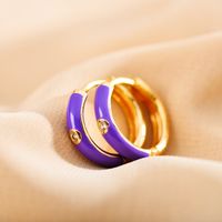1 Pair Simple Style Round Enamel Plating Inlay Copper Zircon 18k Gold Plated Earrings main image 4