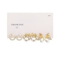 1 Set Elegant Luxurious Lady Flower Inlay Alloy Artificial Gemstones Artificial Pearls Ear Studs sku image 2