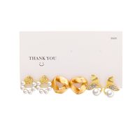 1 Set Elegant Luxurious Lady Flower Inlay Alloy Artificial Gemstones Artificial Pearls Ear Studs sku image 1