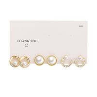1 Set Elegant Luxurious Lady Flower Inlay Alloy Artificial Gemstones Artificial Pearls Ear Studs sku image 3